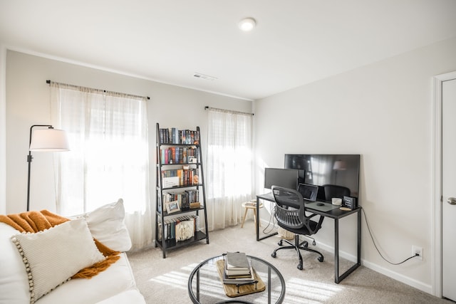 view of carpeted office