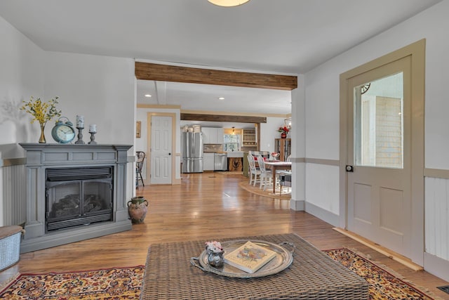 living room featuring light hardwood / wood-style flooring