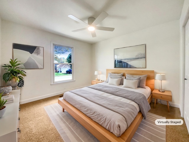 bedroom with carpet and ceiling fan