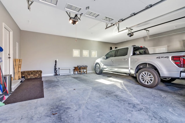 garage with a garage door opener