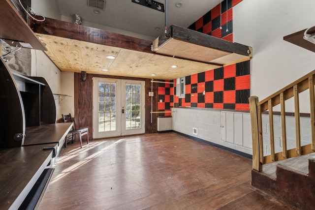 garage featuring french doors