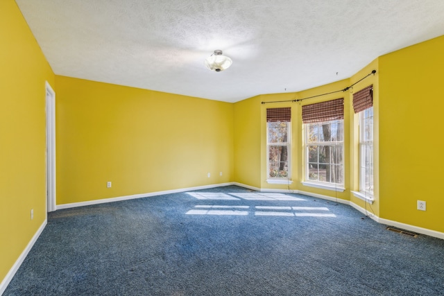 carpeted empty room featuring a textured ceiling