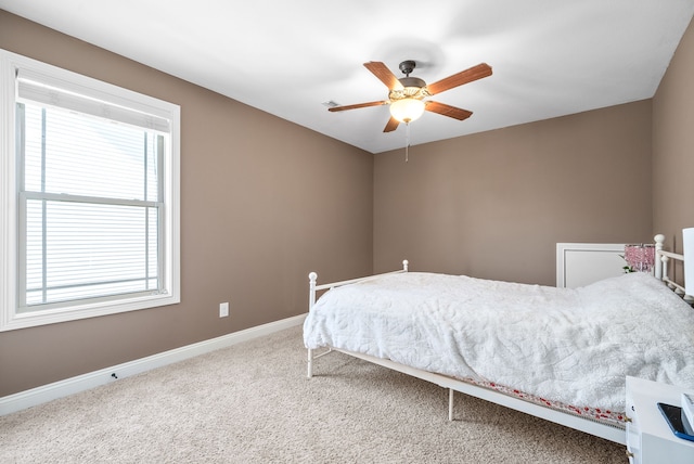 bedroom with carpet and ceiling fan