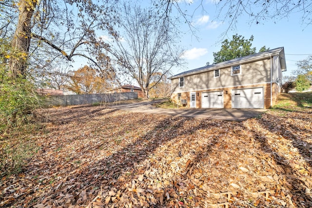 exterior space featuring a garage