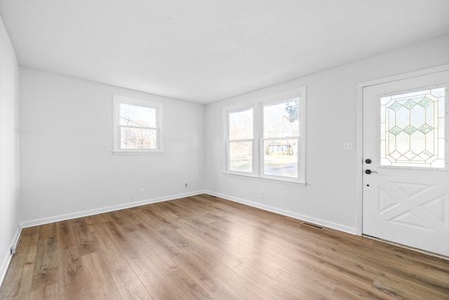 entryway with hardwood / wood-style flooring