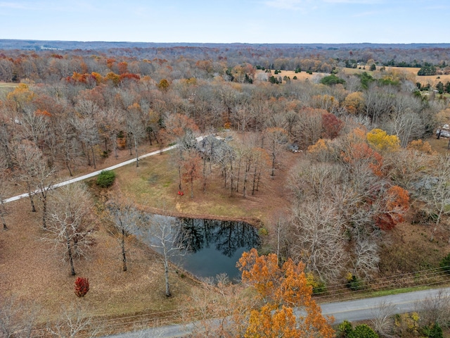 birds eye view of property featuring a rural view and a water view