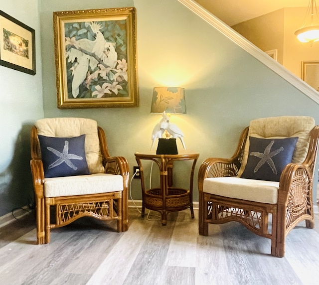 living area featuring hardwood / wood-style floors