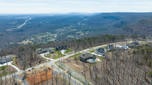 birds eye view of property with a mountain view