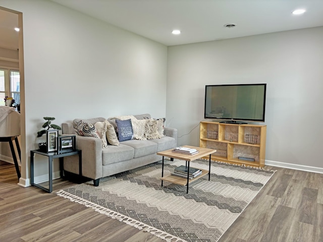 living room featuring hardwood / wood-style flooring