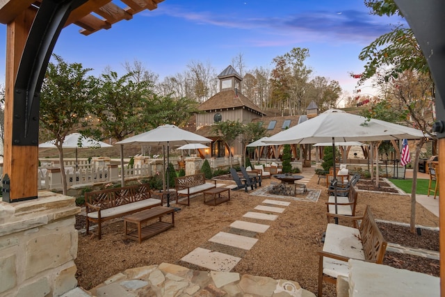 view of community with a patio area