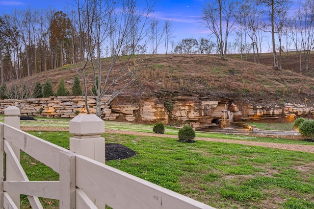 view of yard with a rural view