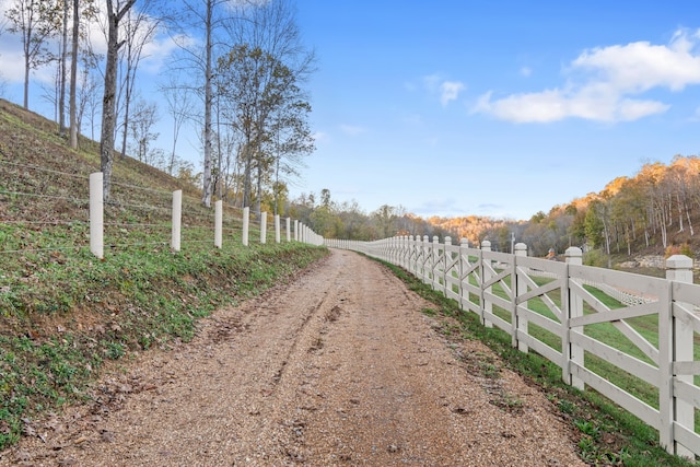 view of road featuring a rural view