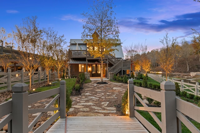 exterior space featuring a wooden deck