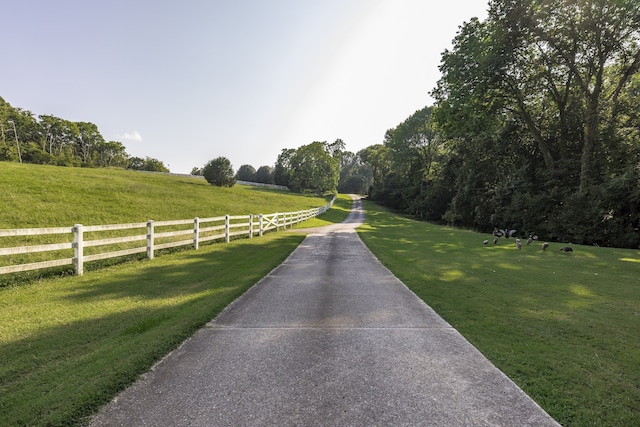 view of road featuring a rural view