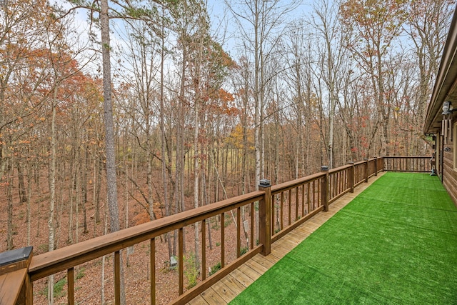 view of yard with a wooden deck