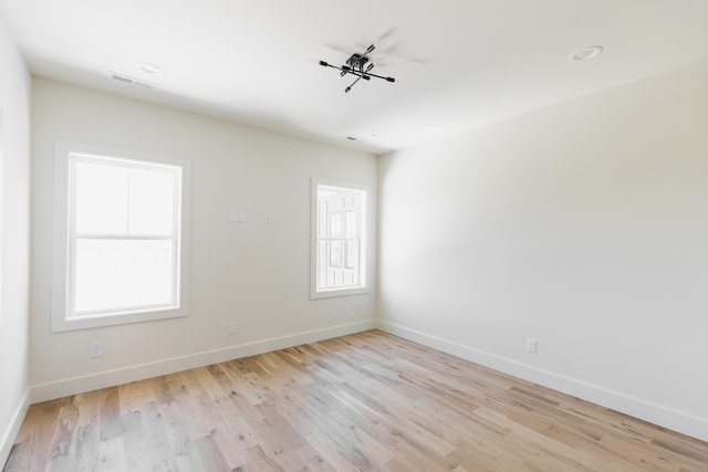 empty room featuring a wealth of natural light and light wood-type flooring