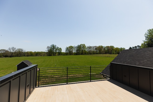 deck featuring a rural view