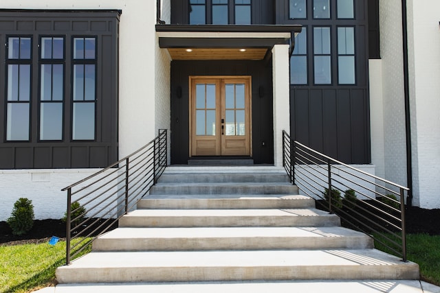 view of exterior entry with french doors