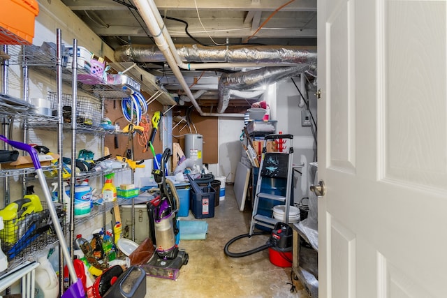 basement with electric water heater