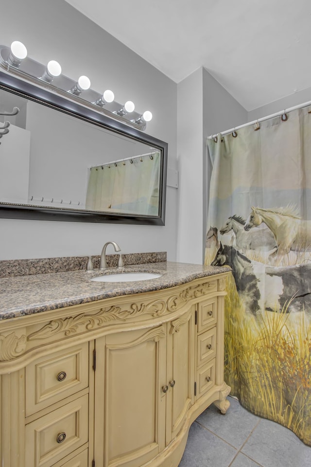 bathroom featuring vanity and tile patterned floors