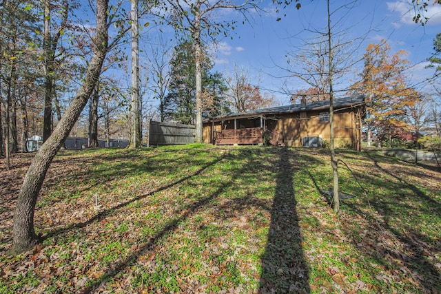 view of yard featuring a deck