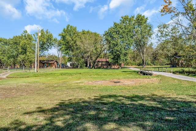 surrounding community featuring a yard and a rural view