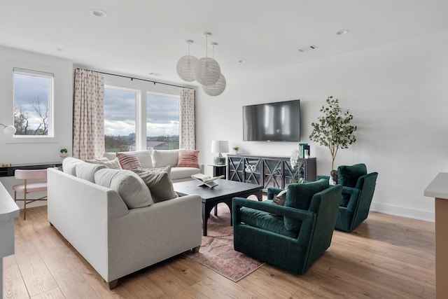 living room featuring light hardwood / wood-style floors