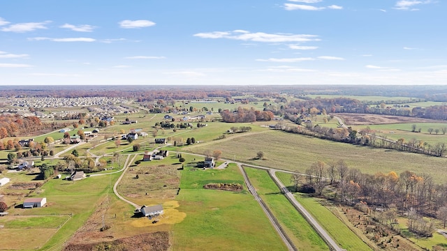 aerial view featuring a rural view