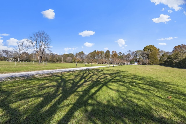 view of home's community with a yard and a rural view