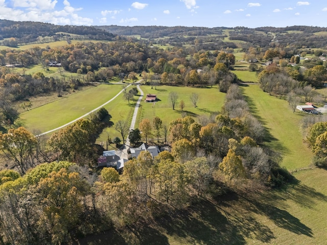 birds eye view of property with a rural view