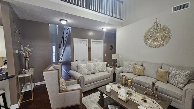 living room featuring dark hardwood / wood-style floors