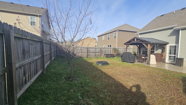 view of yard with a gazebo and a patio