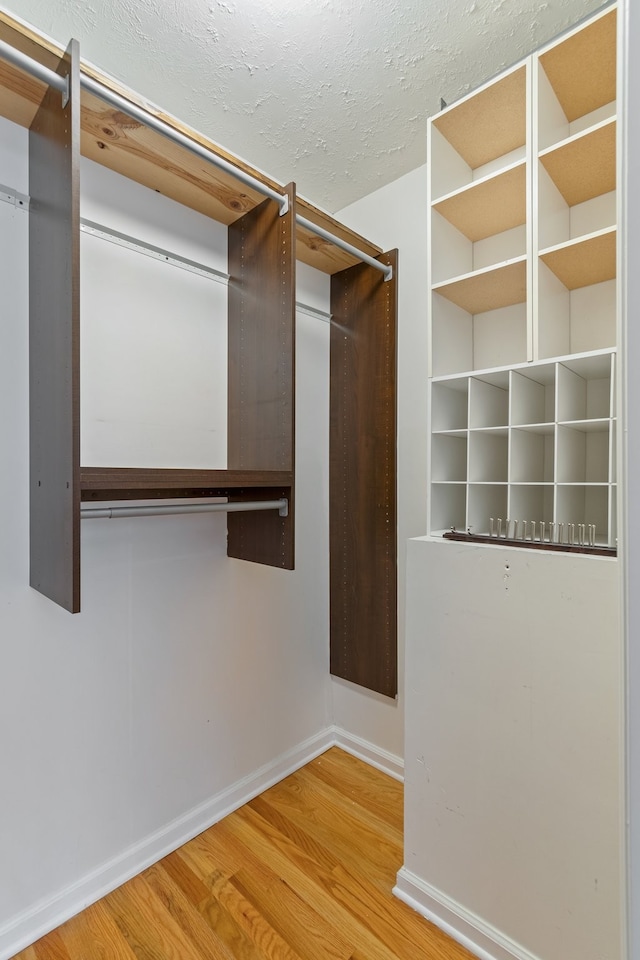 walk in closet with hardwood / wood-style flooring