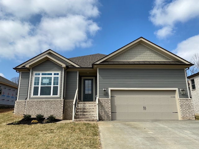 craftsman-style home with a garage and a front yard