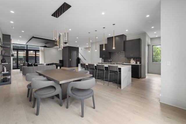 dining area featuring light hardwood / wood-style floors