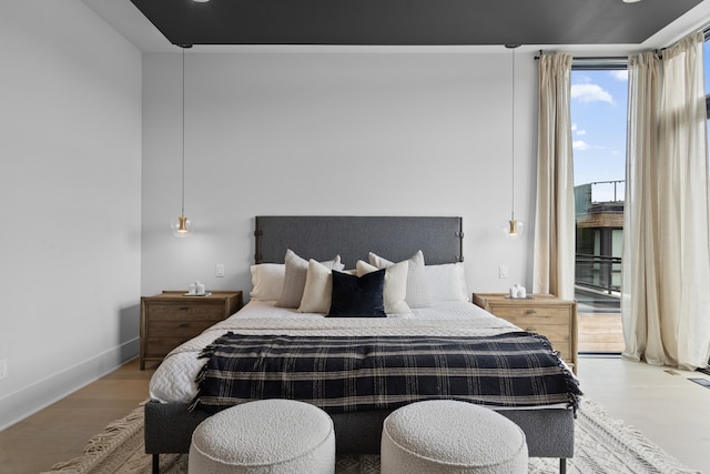 bedroom featuring light hardwood / wood-style flooring