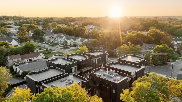 view of aerial view at dusk