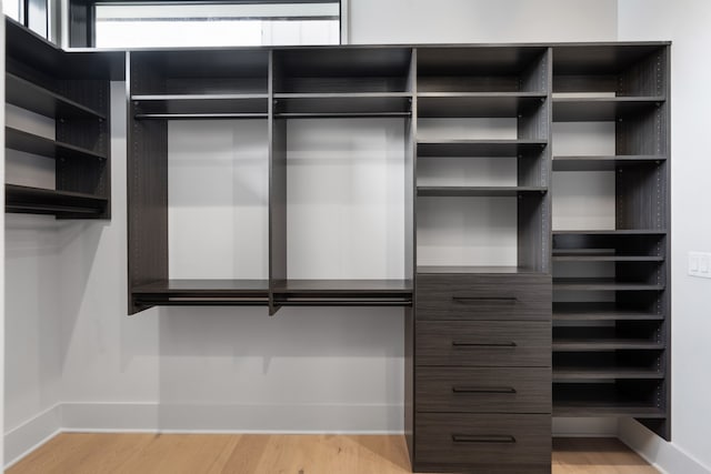 spacious closet featuring light wood-type flooring