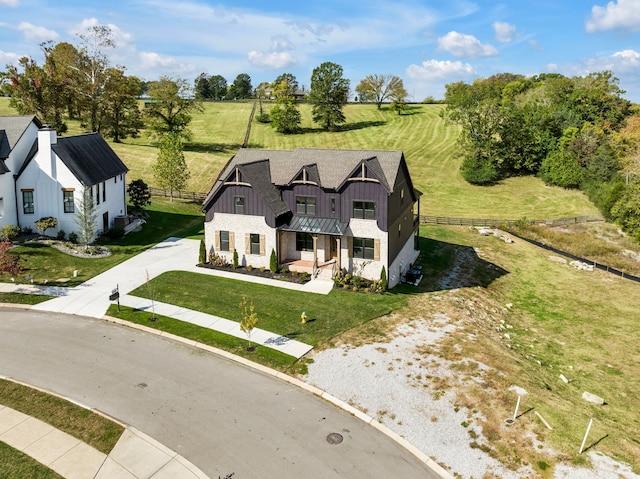 aerial view featuring a rural view