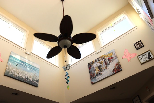 interior details with ceiling fan