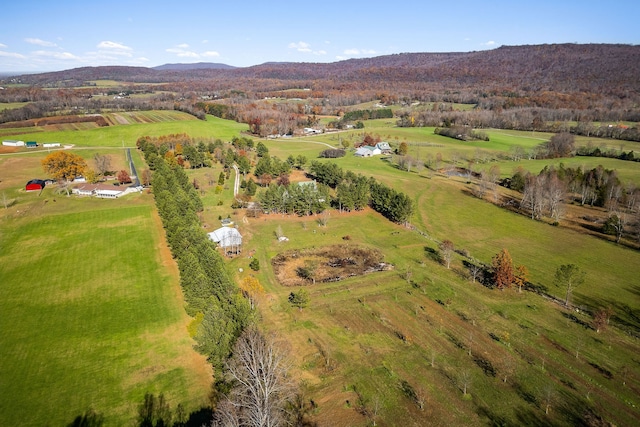 aerial view with a mountain view and a rural view