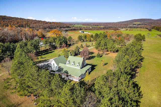 birds eye view of property with a rural view