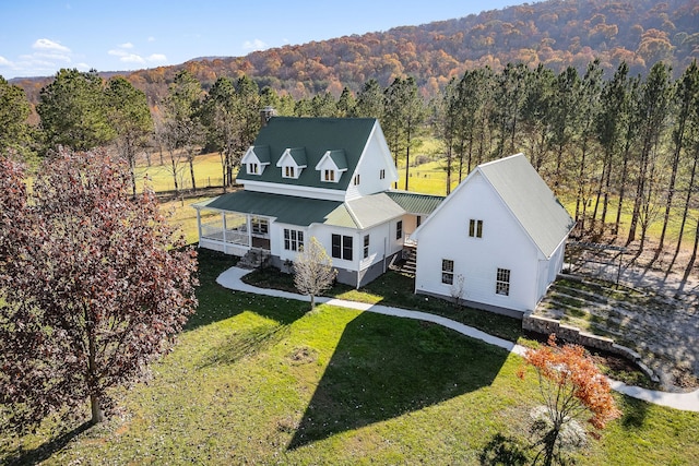 bird's eye view with a mountain view