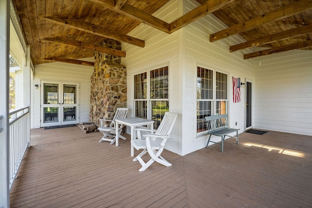 deck featuring covered porch