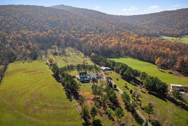 birds eye view of property featuring a mountain view