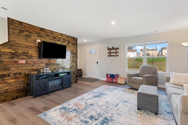 living room featuring light hardwood / wood-style floors