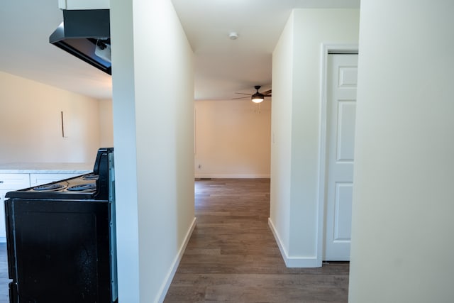 hall featuring dark hardwood / wood-style flooring