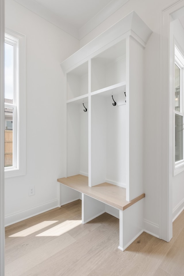 mudroom with light wood-type flooring