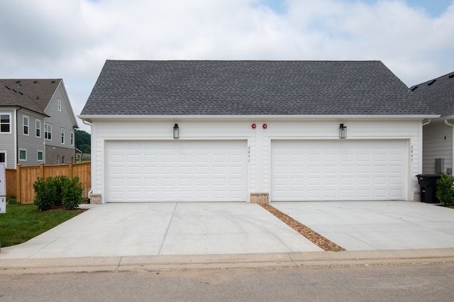 exterior space with a garage