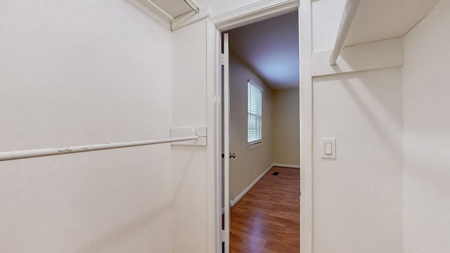 hallway featuring wood-type flooring